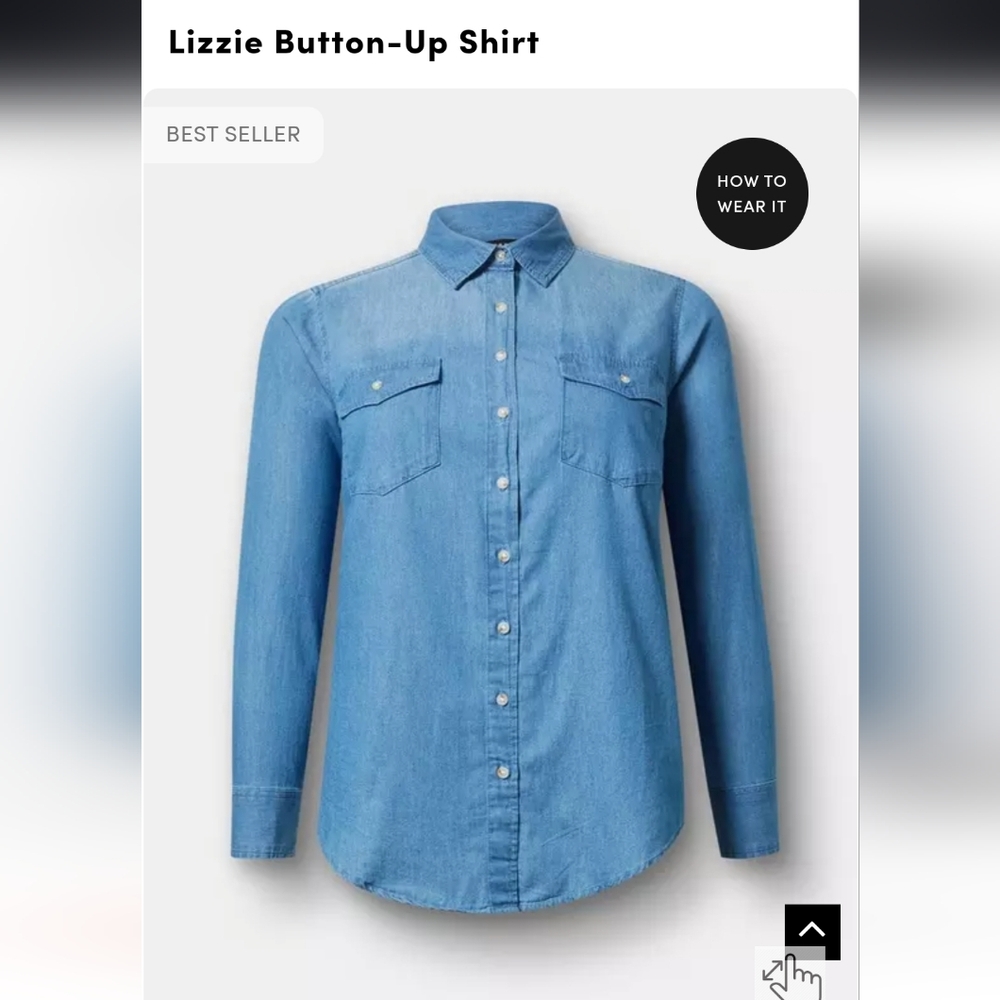 Torrid Blue Button Down Shirt - Picture 4 of 4
